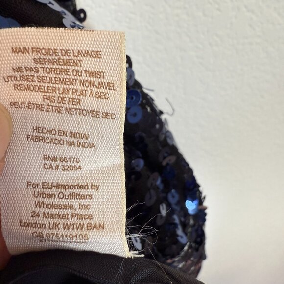 Free People Blue Sequin Cocktail Party Y2K V-Neck Dress Flirty Club Medium - Picture 15 of 16